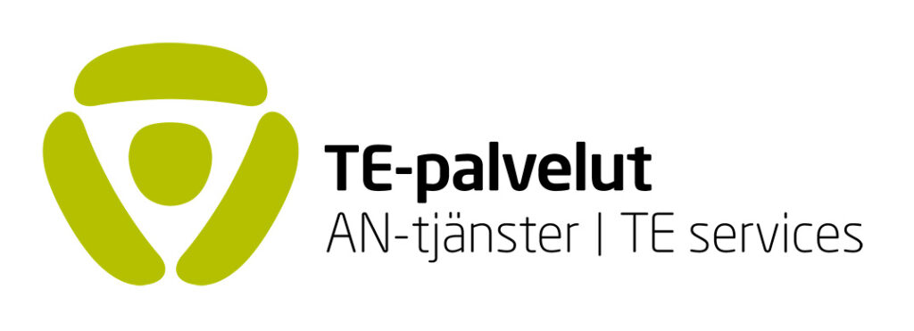 TE-palvelujen värillinen logo.